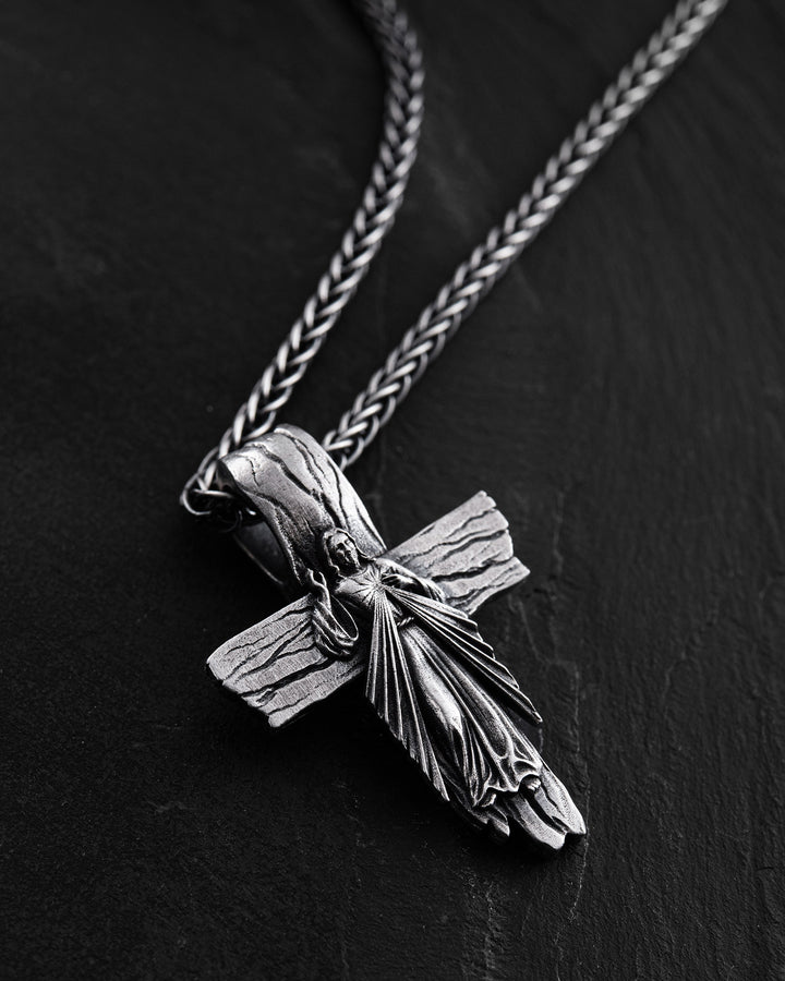 Silver cross JESUS CHRIST. FORGIVENESS