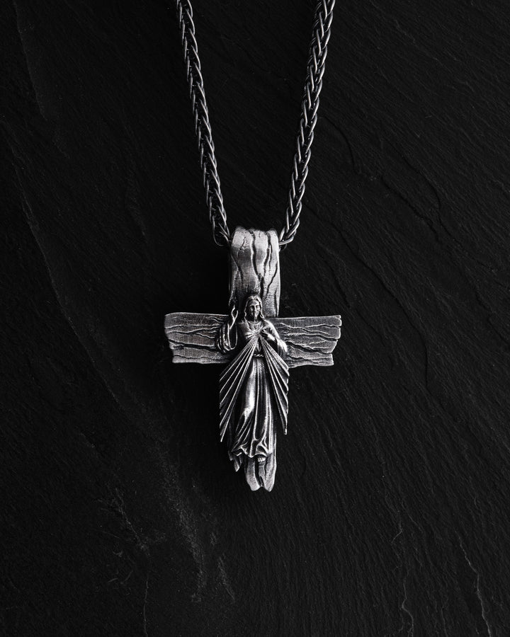 Silver cross JESUS CHRIST. FORGIVENESS