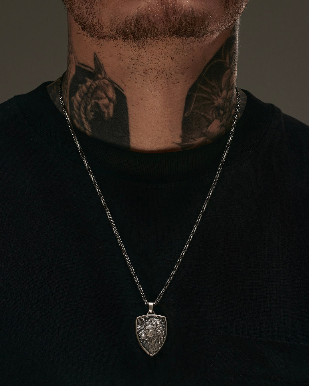 Silver pendant - shield LION