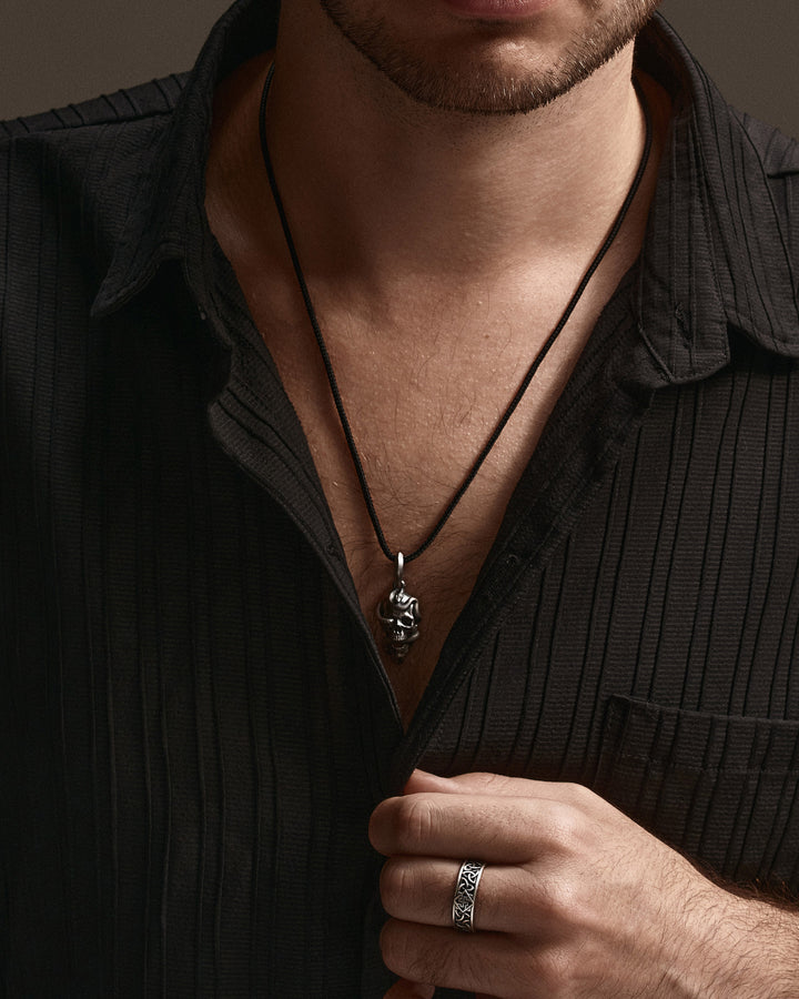 Silver pendant SKULL AND SNAKE