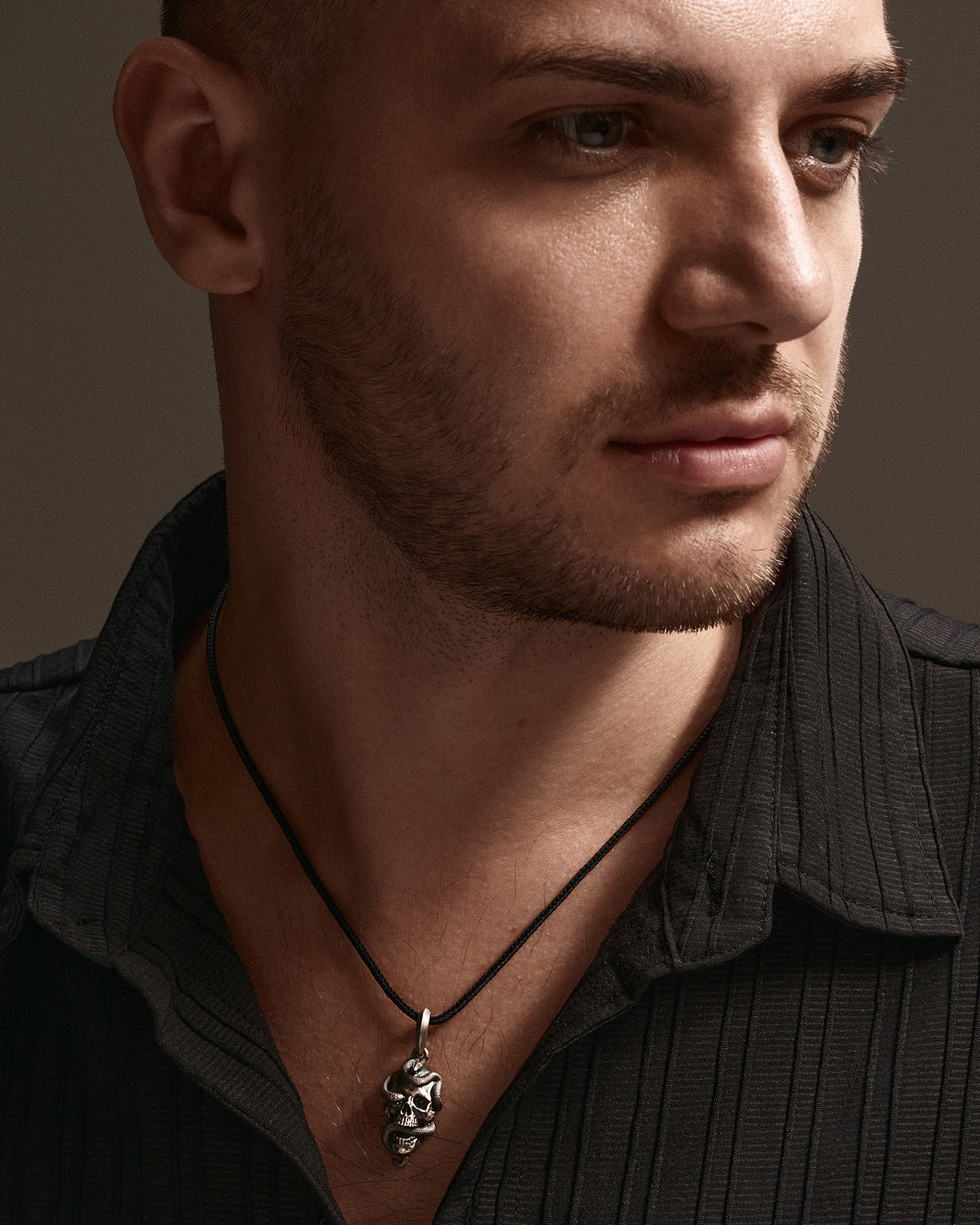 Silver pendant SKULL AND SNAKE