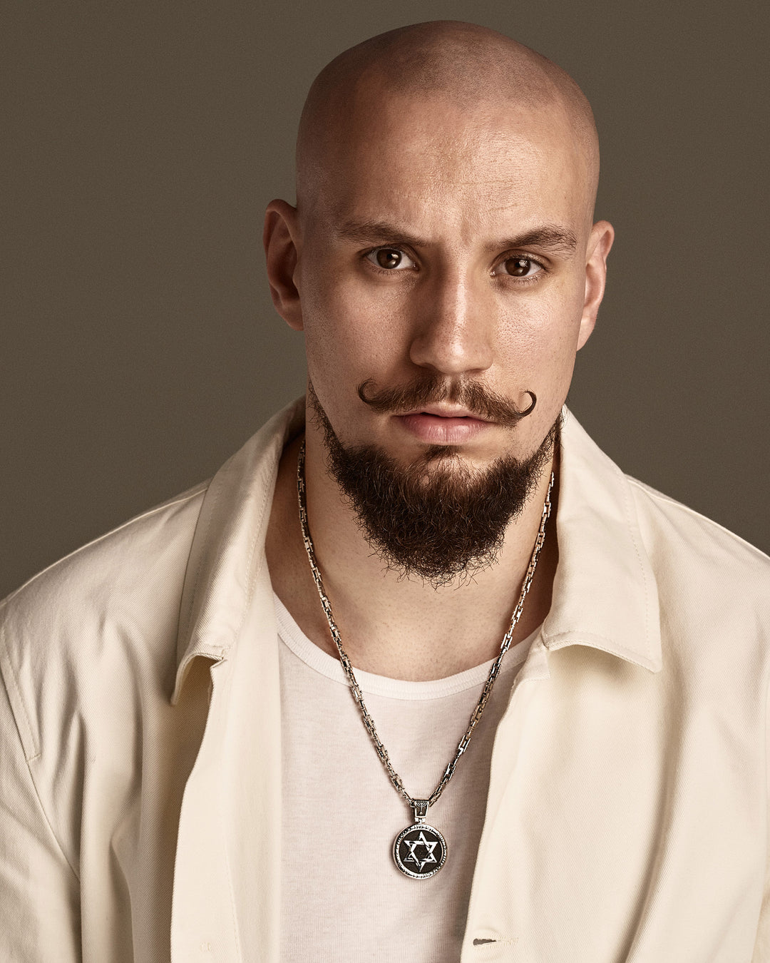 14k white gold pendant STAR OF DAVID with ebony