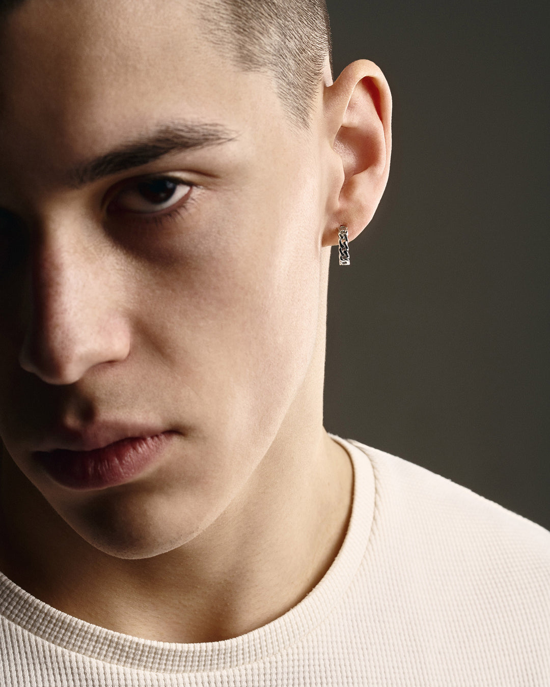 14k white gold single earring CHAIN