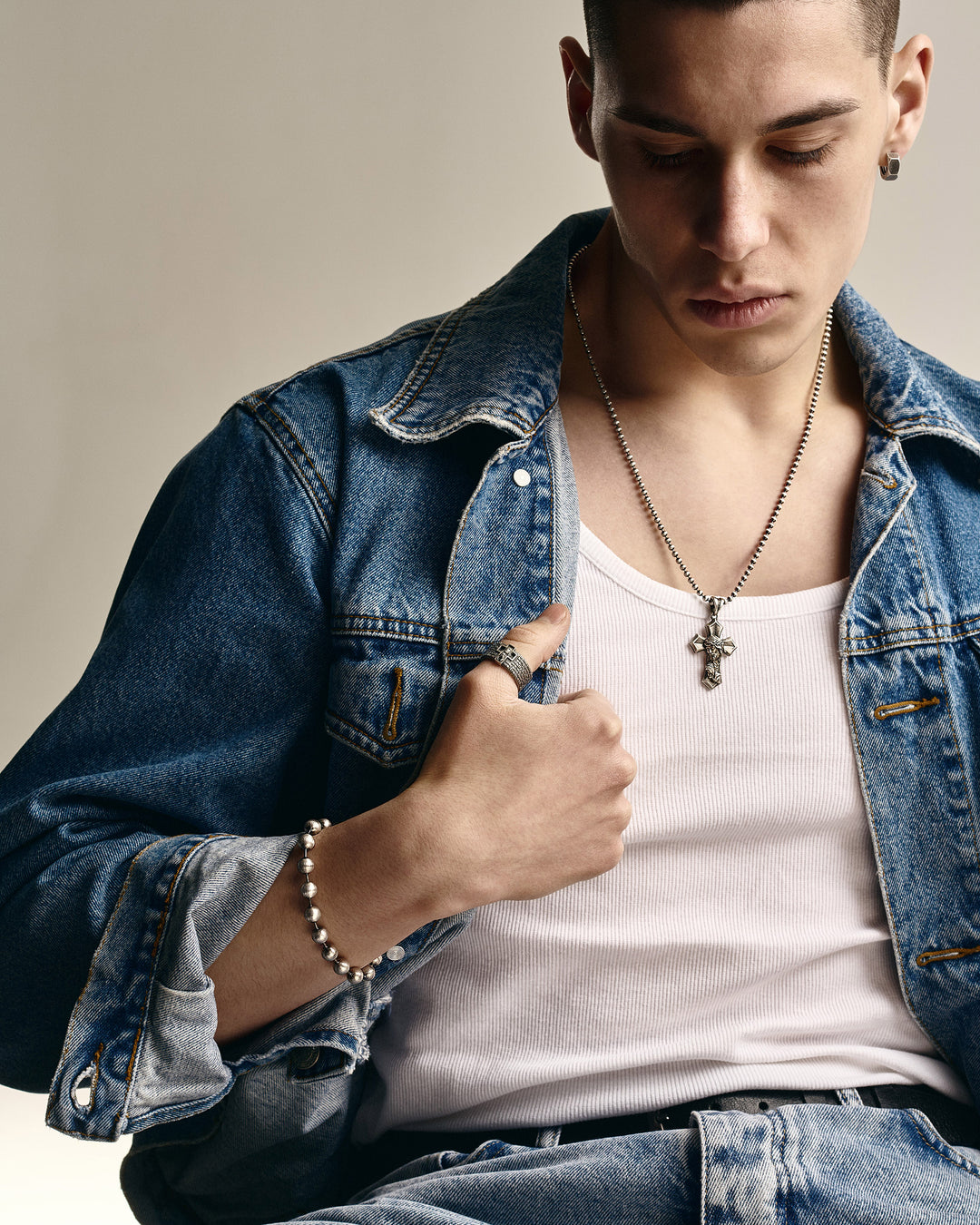 Silver cross SAVIOR CHRIST JESUS