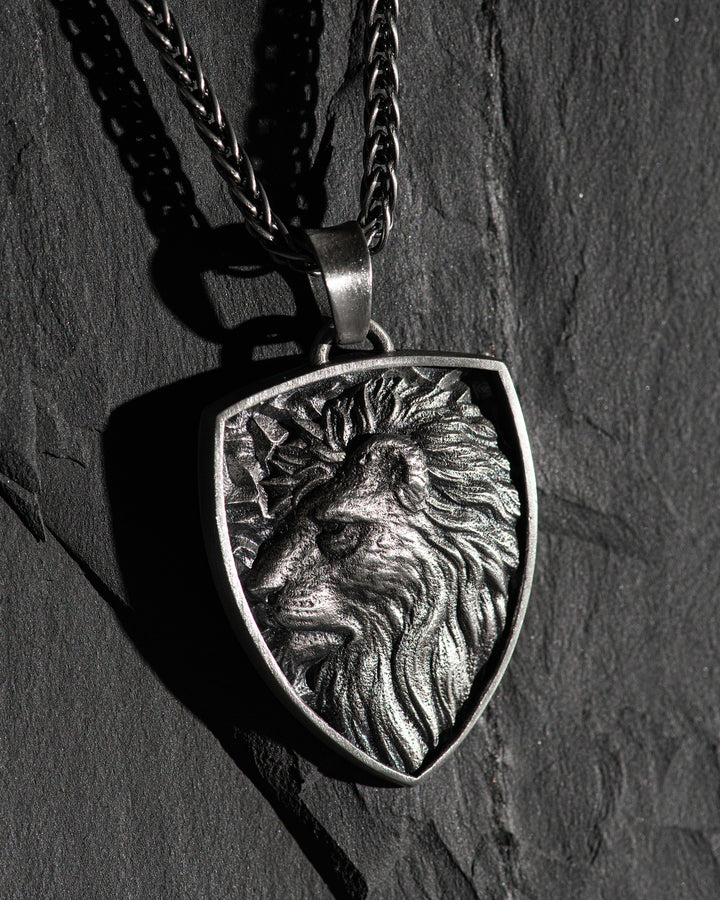 Silver pendant - shield LION