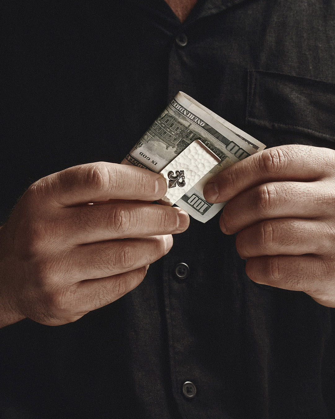 Silver money clip FLEUR DE LIS