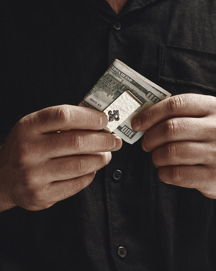 Silver money clip FLEUR DE LIS