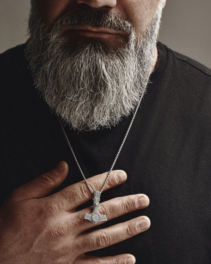 Silver pendant - hammer HELMET OF TERROR WITH SKULL