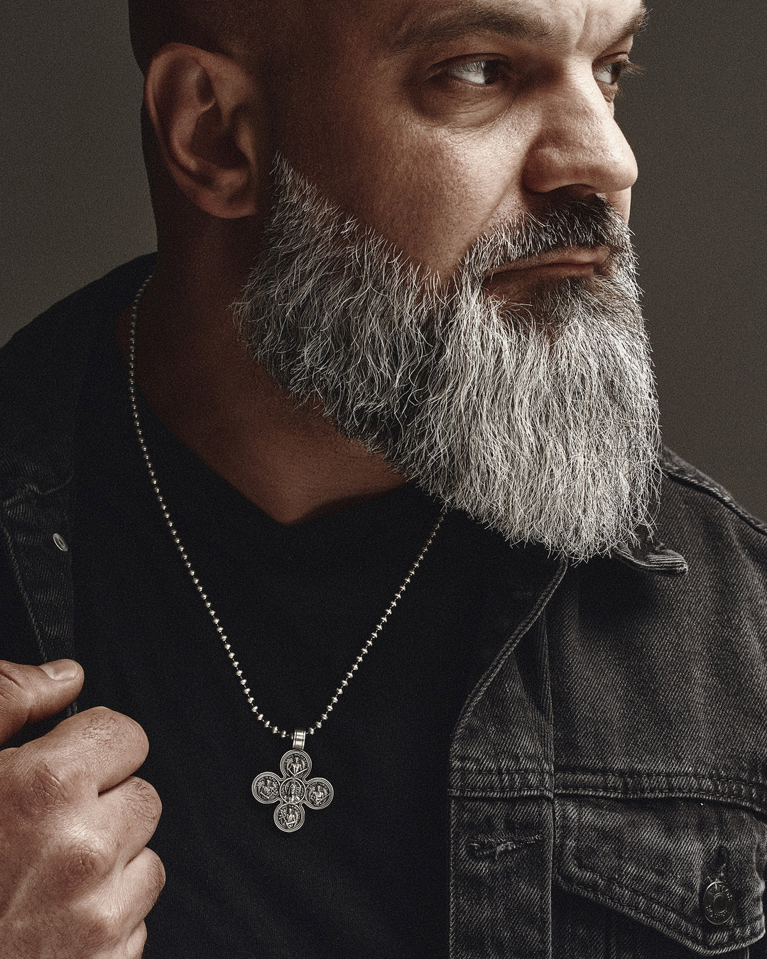 Silver cross JESUS AND THE FOUR ARCHANGELS