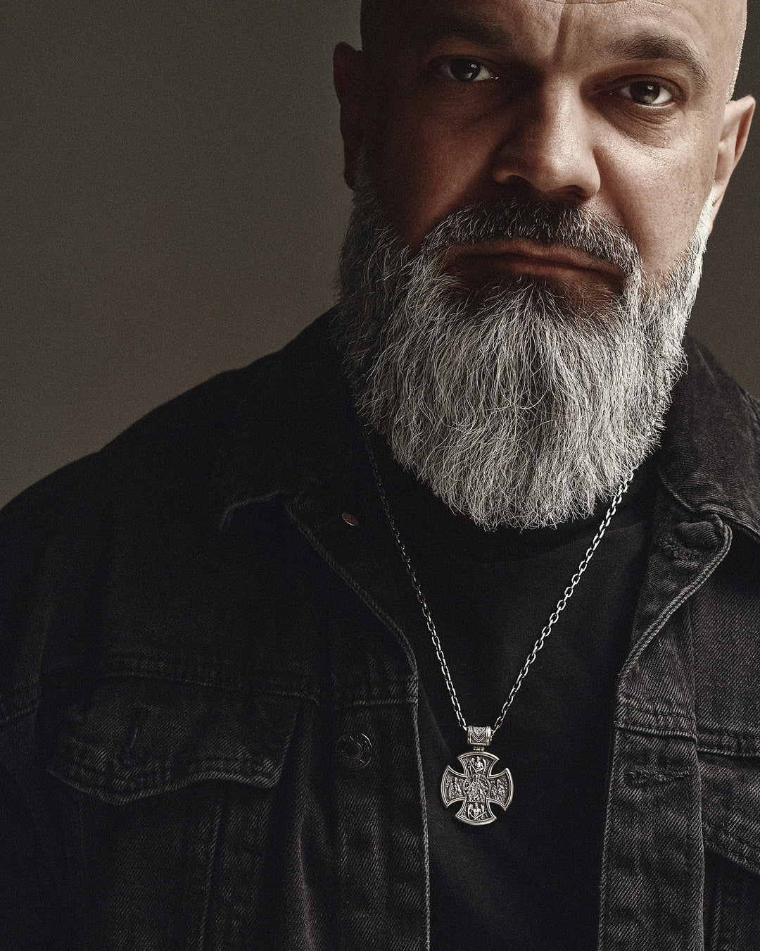 Silver cross JESUS CHRIST. SAINT MARY, PRAY FOR US