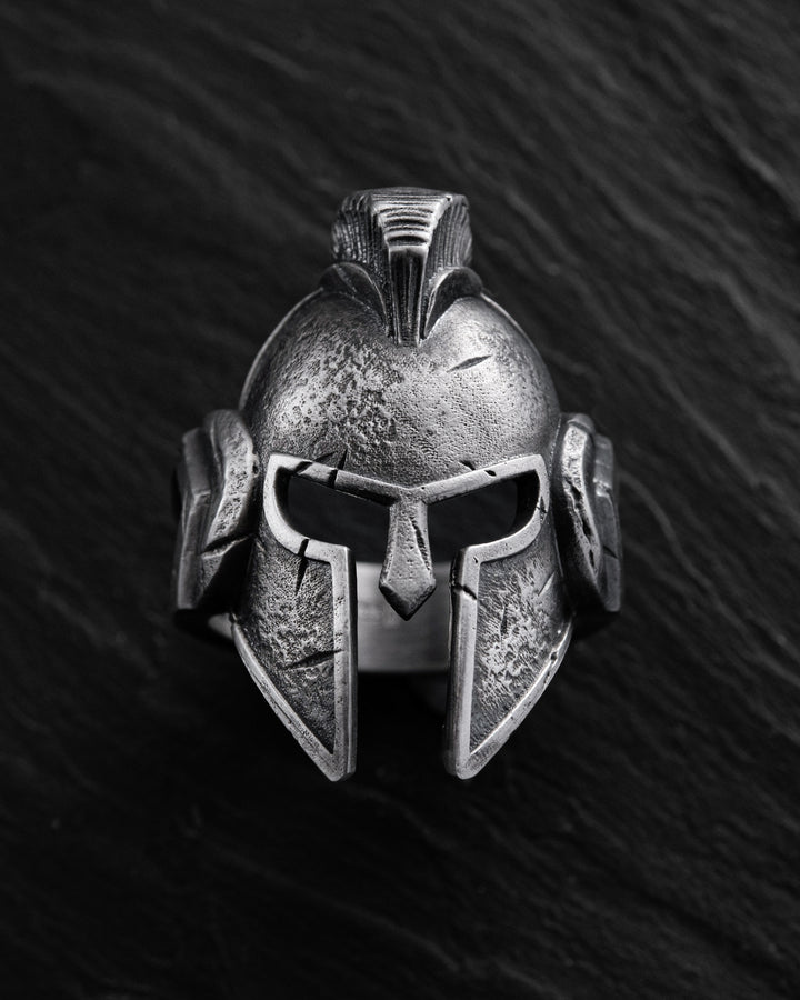 SPARTAN HELMET silver ring