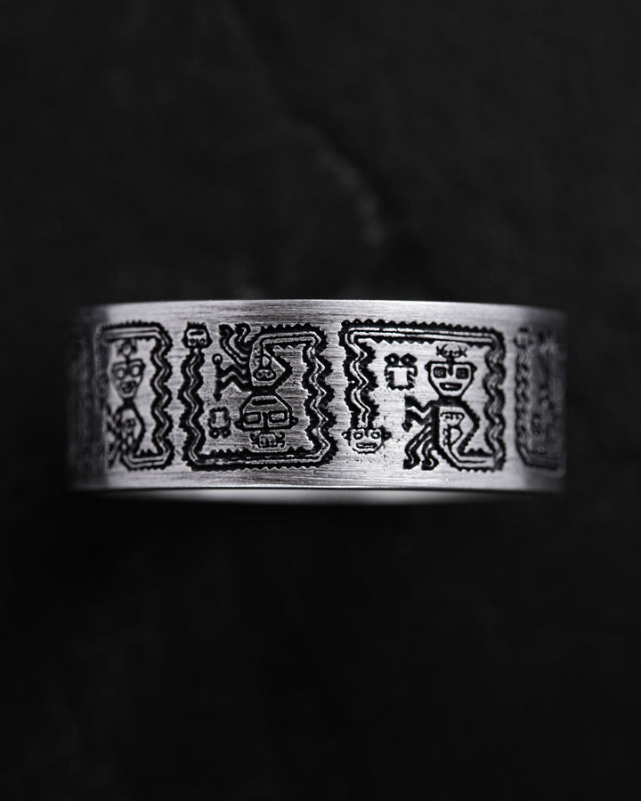 Silver ring AZTEC AND MAYAN HIEROGLYPHICS
