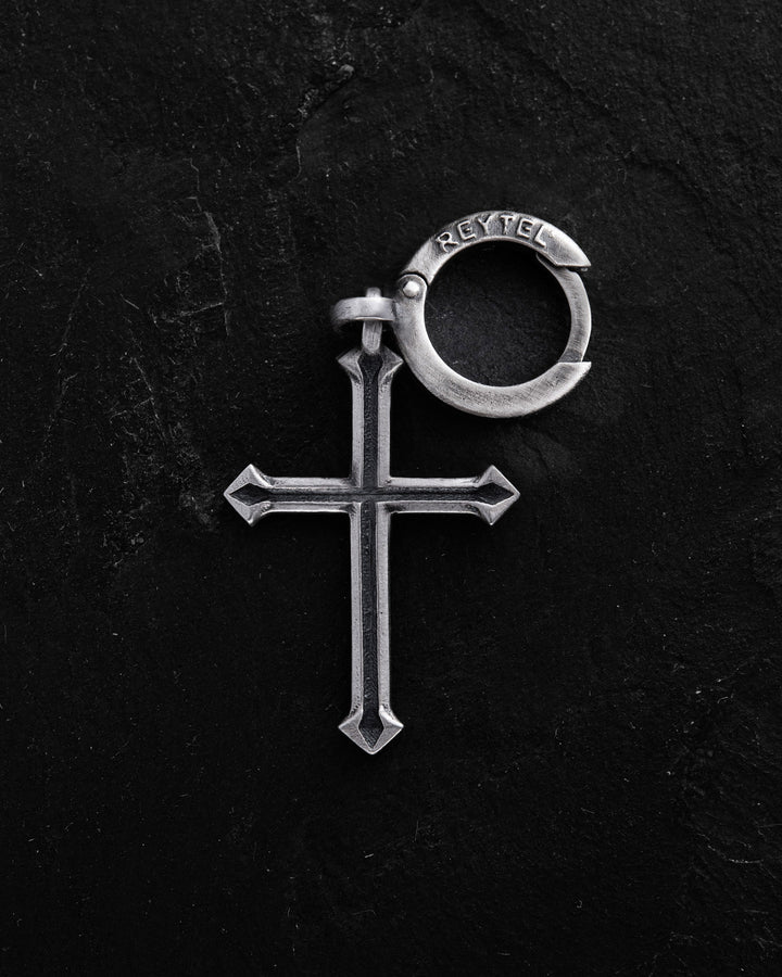 Silver mono earring GOTHIC CROSS