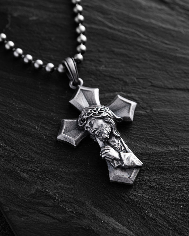 Silver cross SAVIOR CHRIST JESUS