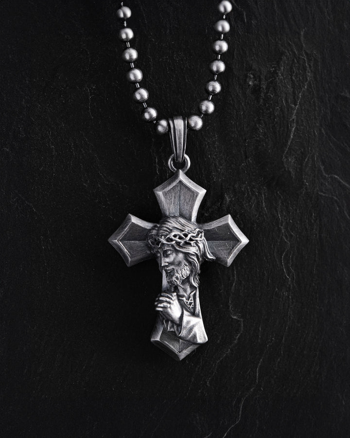 Silver cross SAVIOR CHRIST JESUS