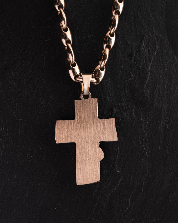 Cruz de oro rosa de 14k EL ROSTRO DE LA FE