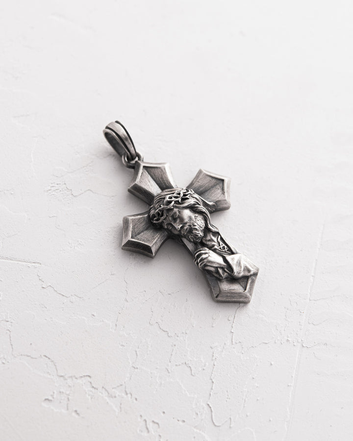 Silver cross SAVIOR CHRIST JESUS