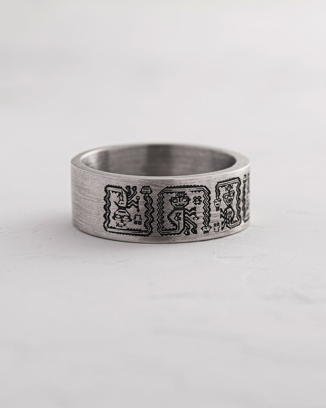 Silver ring AZTEC AND MAYAN HIEROGLYPHICS