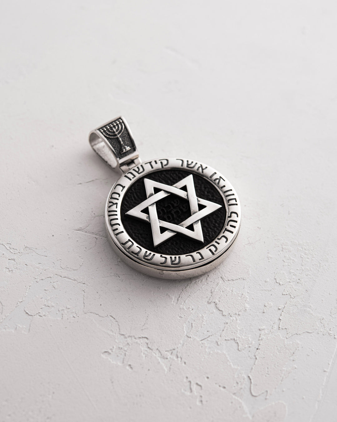 Silver pendant STAR OF DAVID with ebony