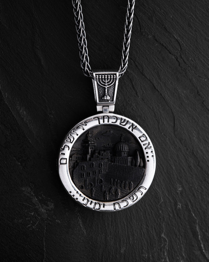 Silver pendant STAR OF DAVID with ebony