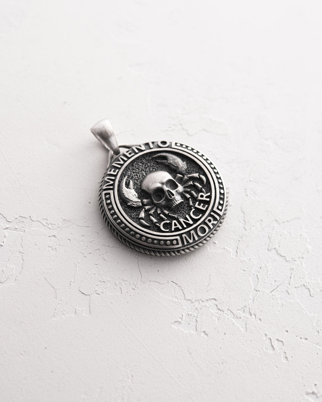 Silver pendant Zodiac sign - CANCER. MEMENTO MORI