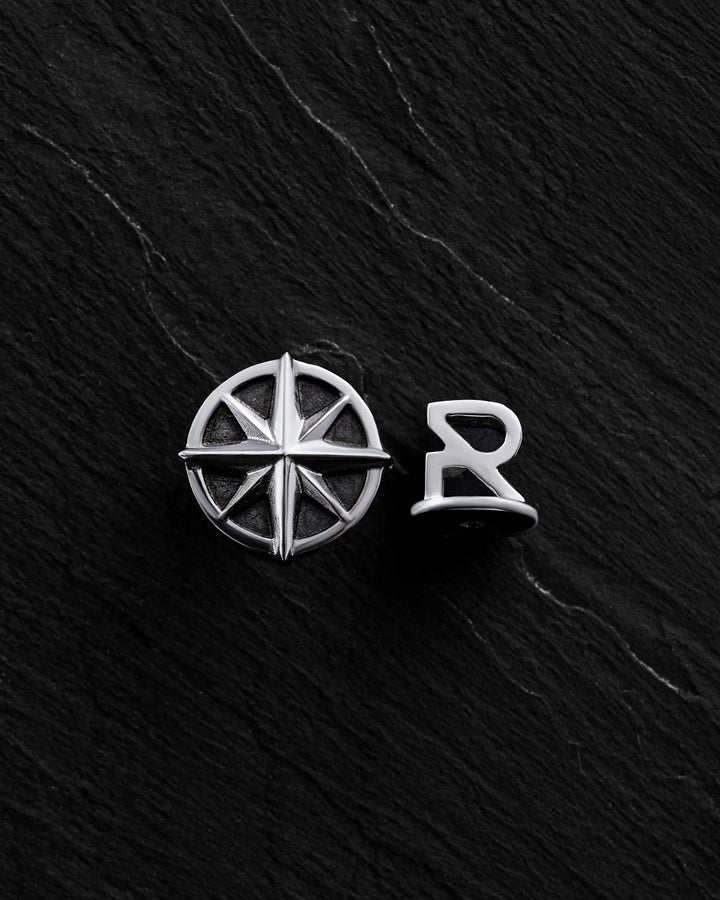 14k white gold single earring COMPASS