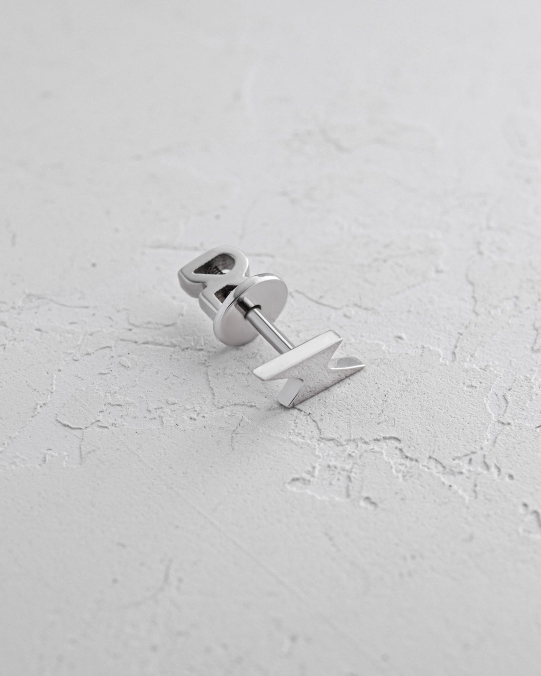 14k white gold single earring LIGHTNING