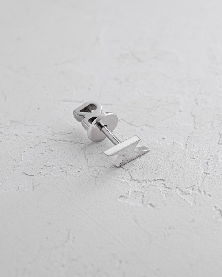 14k white gold single earring LIGHTNING