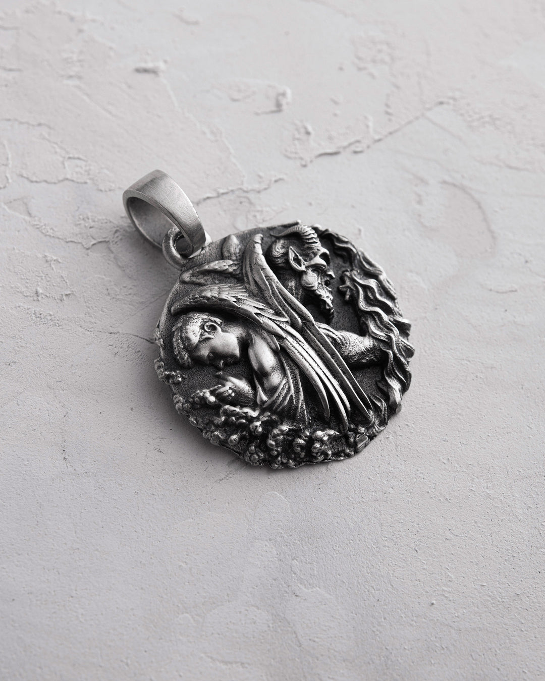 Silver pendant ANGEL AND DEMON