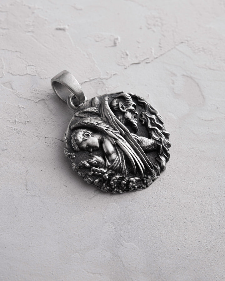 Silver pendant ANGEL AND DEMON