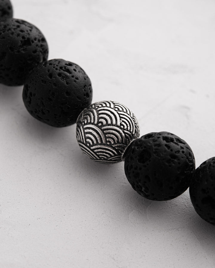 Men's bracelet JAPANESE KOI CARP AND WAVES (lava)