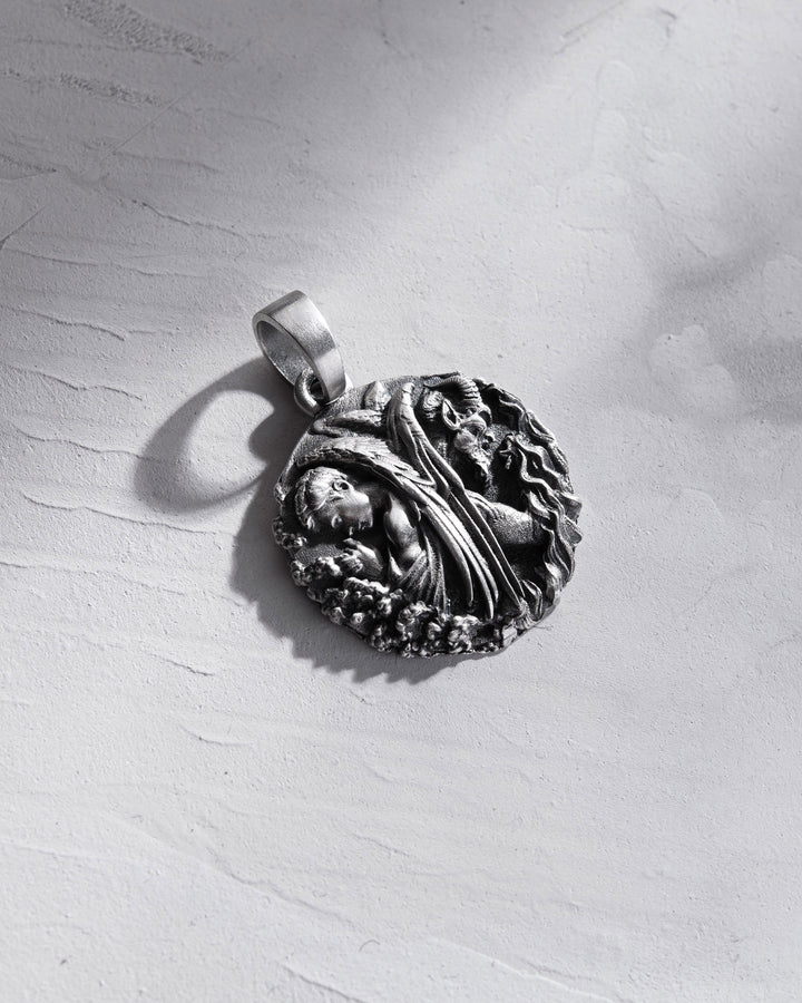 Silver pendant ANGEL AND DEMON