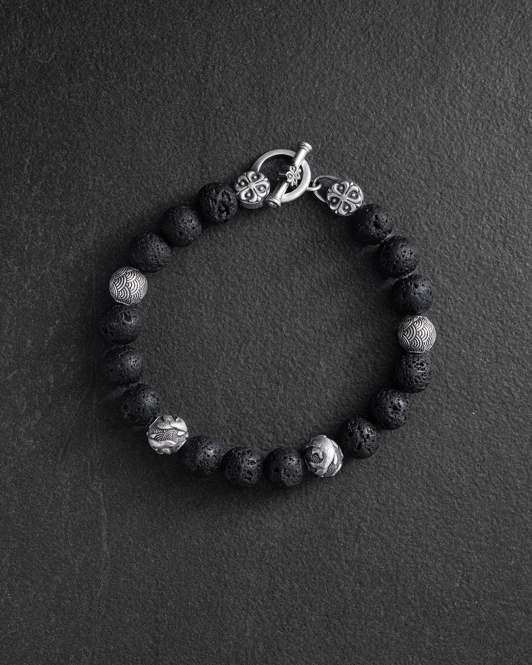 Men's bracelet JAPANESE KOI CARP AND WAVES (lava)