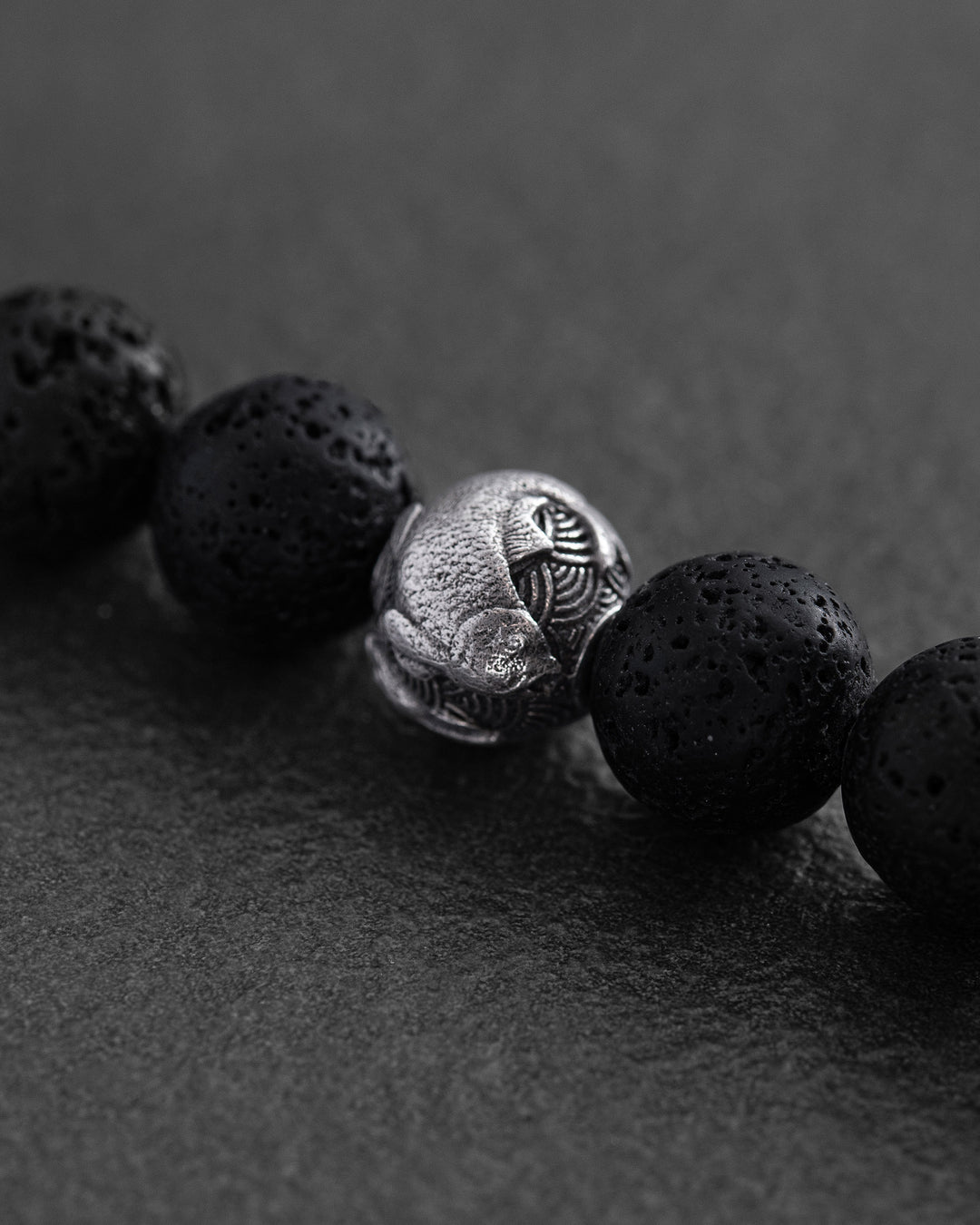 Men's bracelet JAPANESE KOI CARP AND WAVES (lava)