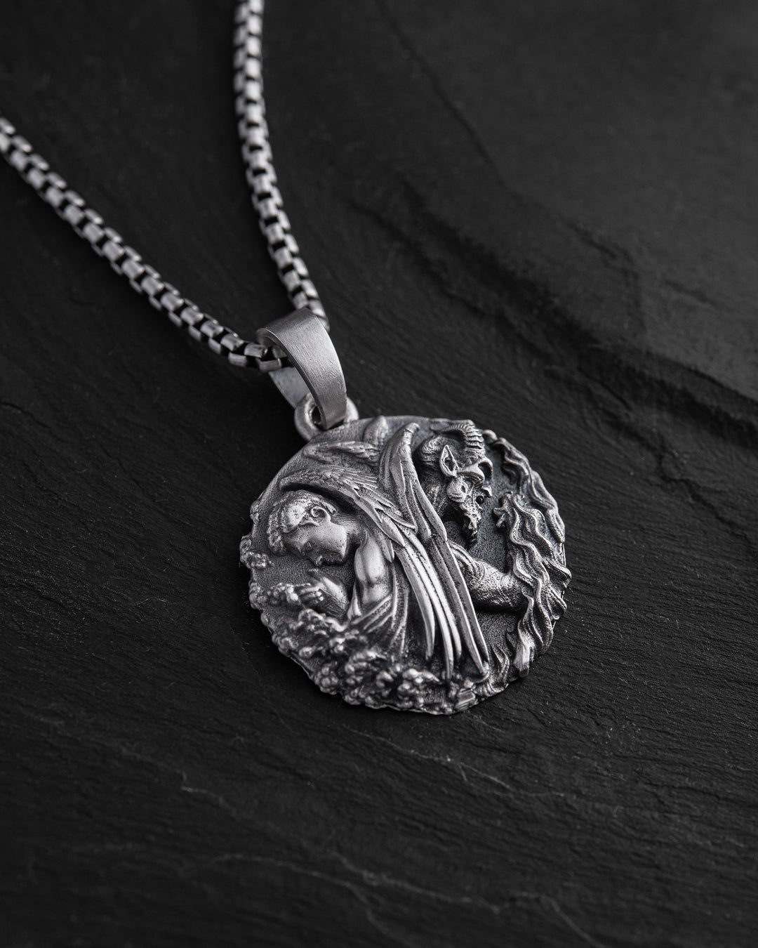 Silver pendant ANGEL AND DEMON