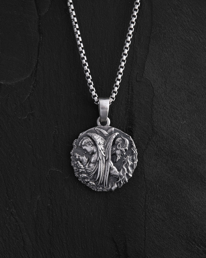 Silver pendant ANGEL AND DEMON