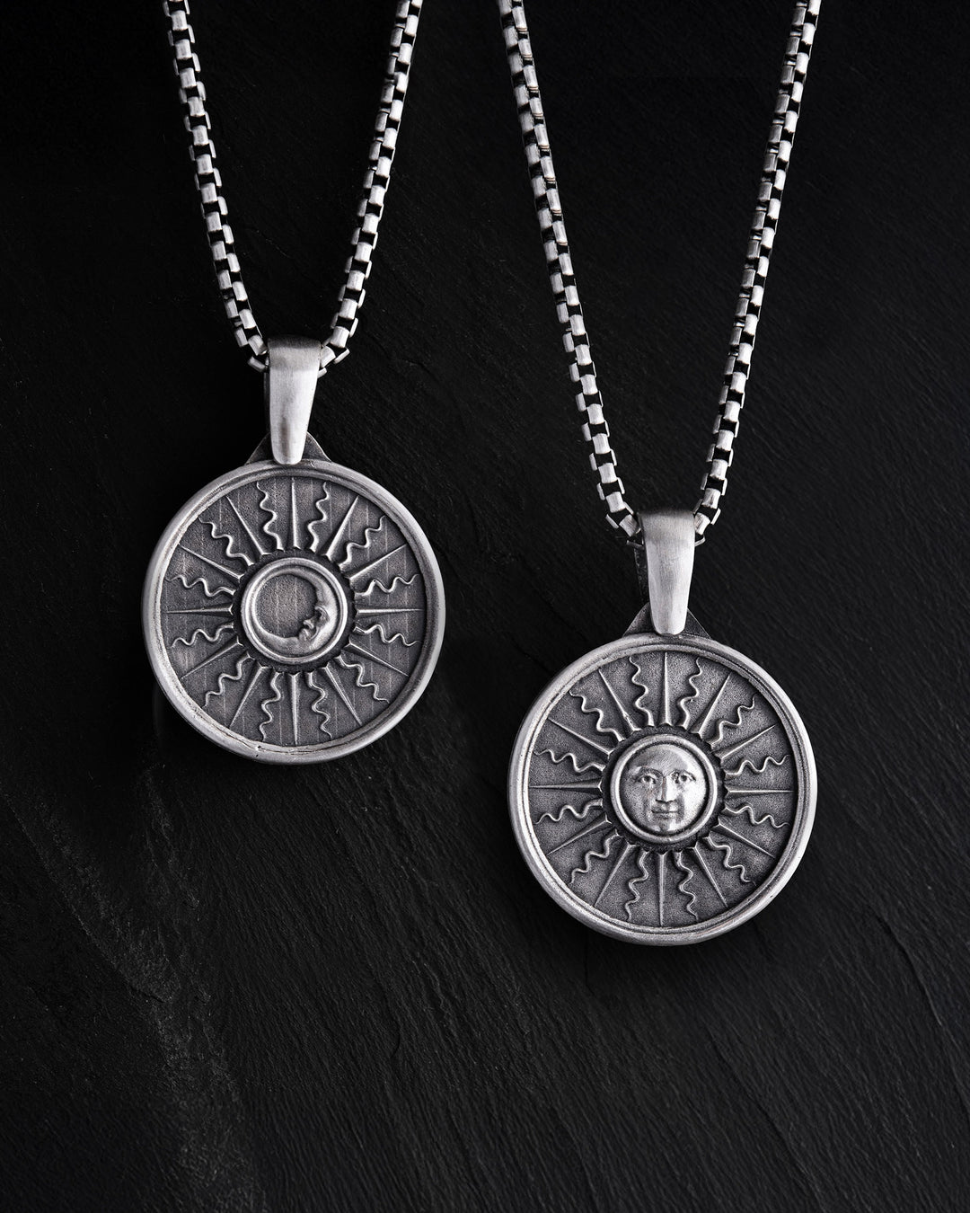 Silver pendant SUN and MOON