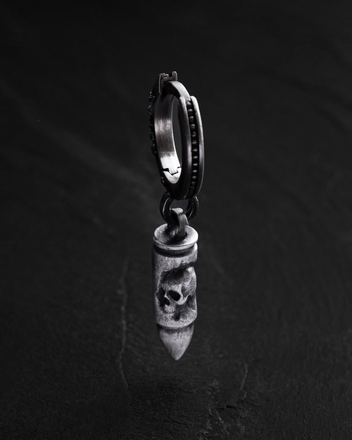 Silver single earring BULLET. MEMENTO MORI