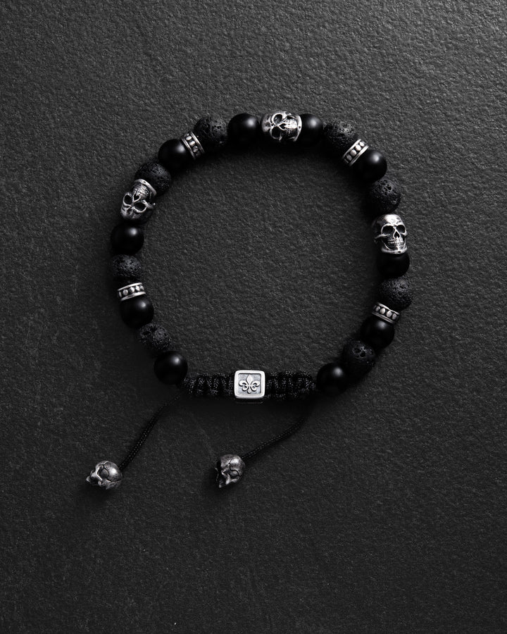 Men's Bracelet SKULL. LAVA STONE
