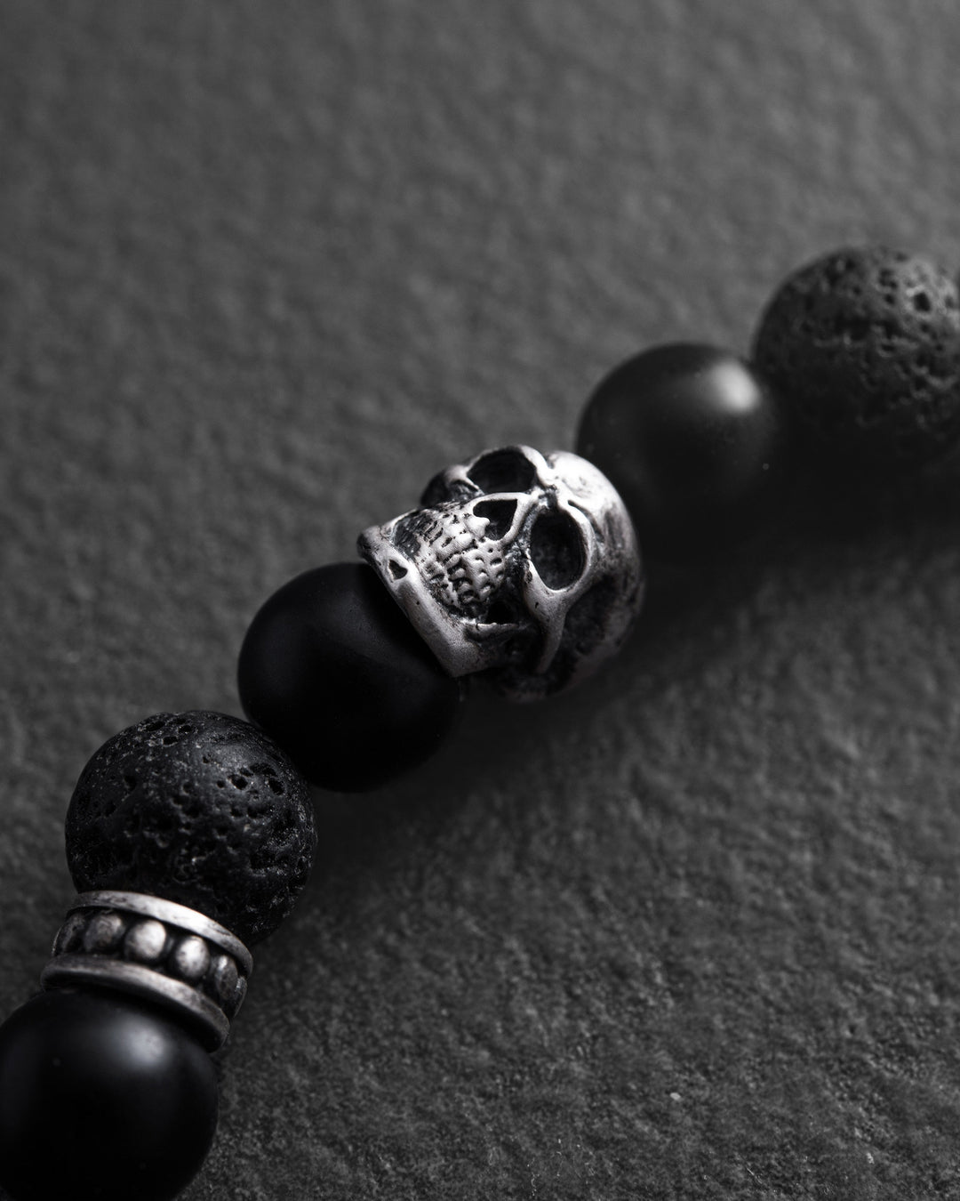 Men's Bracelet SKULL. LAVA STONE