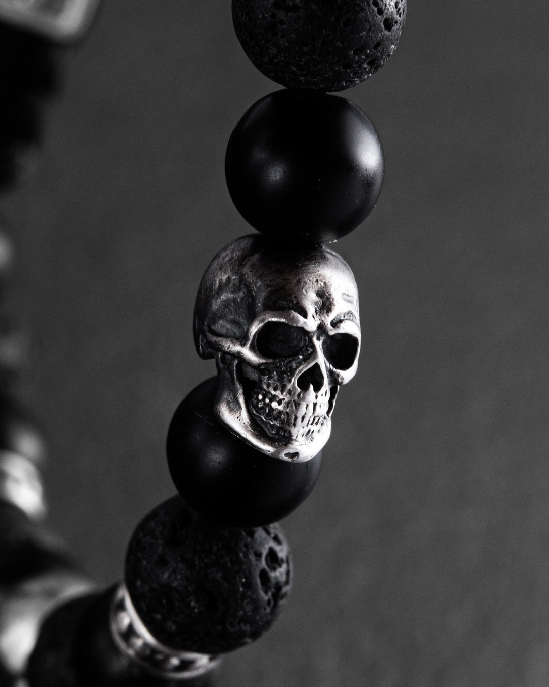 Men's Bracelet SKULL. LAVA STONE