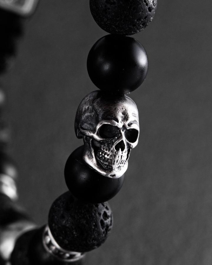 Men's Bracelet SKULL. LAVA STONE