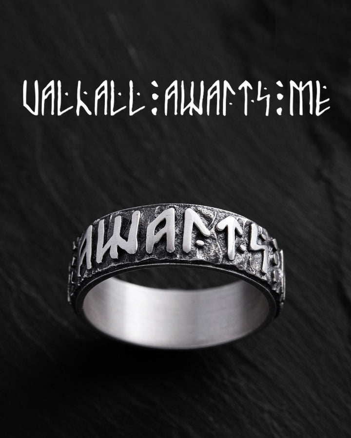 Silver ring VALHALL AWAITS ME