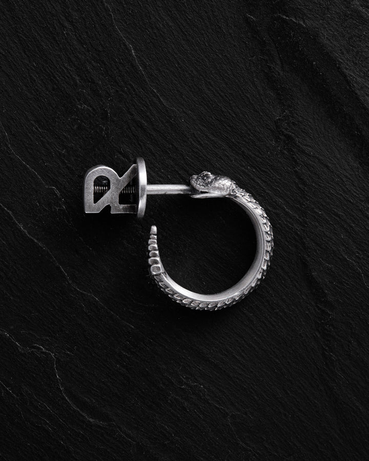 Silver single earring RATTLESNAKE