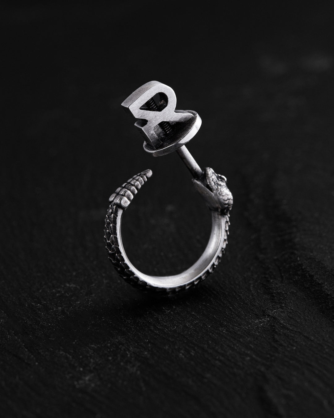 Silver single earring RATTLESNAKE