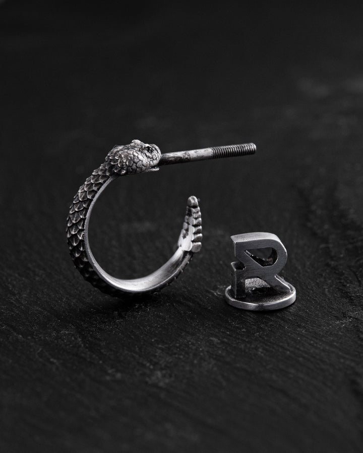 Silver single earring RATTLESNAKE