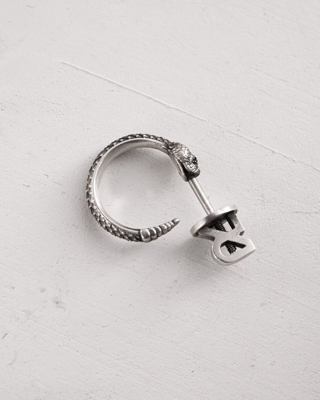 Silver single earring RATTLESNAKE