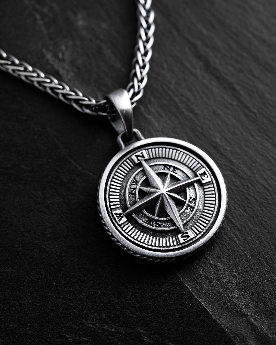 Silver pendant COMPASS. POLAR STAR