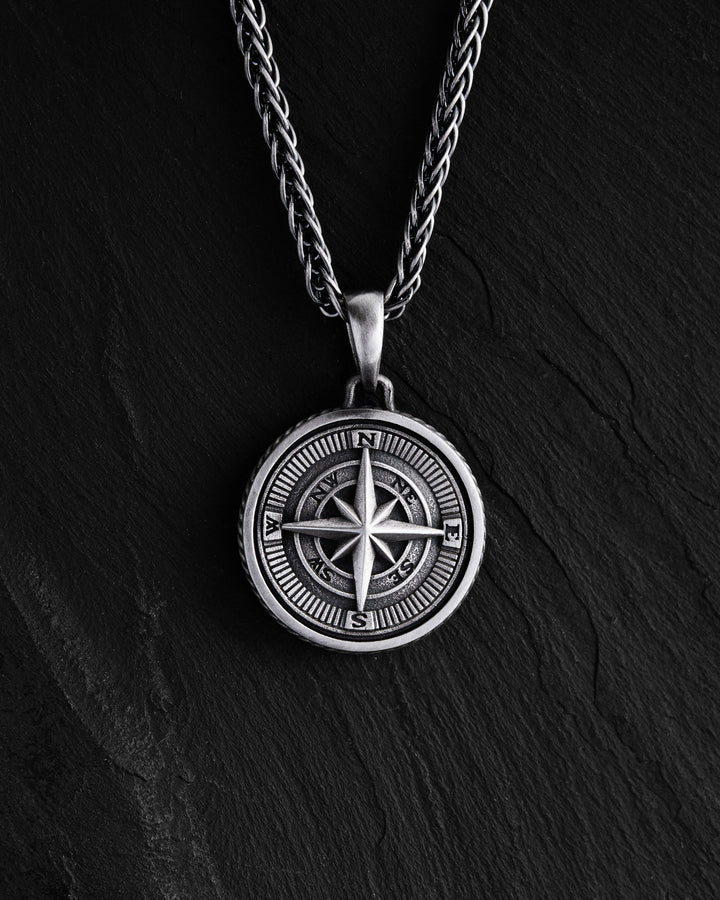 Silver pendant COMPASS. POLAR STAR