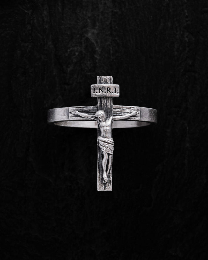 Silver ring JESUS CRUCIFIX INRI